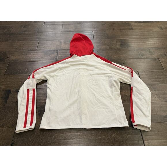 Vintage Y2k Nike Womens White Red Full Zip Reflective Running Hood Jacket Size L - Picture 3 of 11